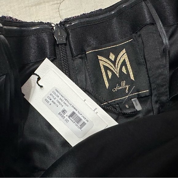 NWT Milly Kait Metallic Ombre Strapless Tulip Dress 8 Navy Blue Copper Lace - Picture 10 of 11